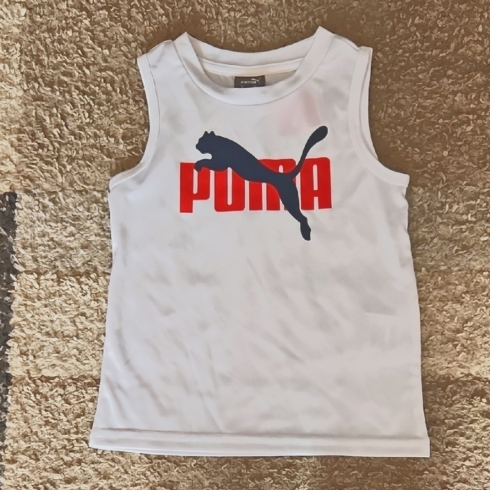 NWT Puma Toddler Boy's White Musscle Tank T-Shirt Activewear Sz: 2T